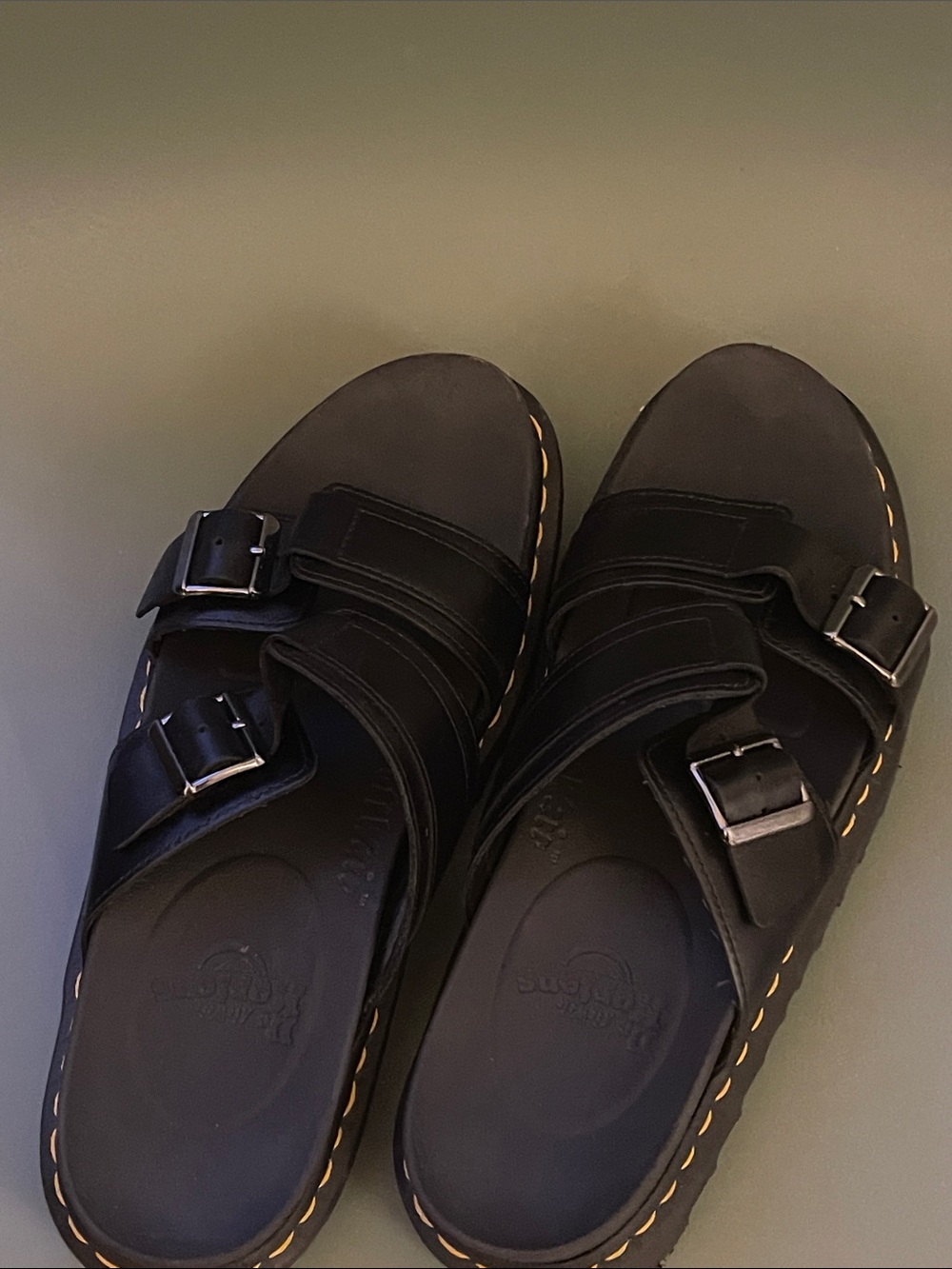 Men's Dr martens Black Double-Buckle Slide Sandals